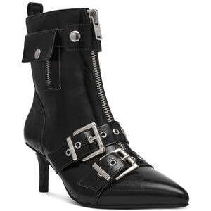 Wild Pair Women's Size 7.5 Black Moonbeam Buckle, Zip & Snap Booties NIB